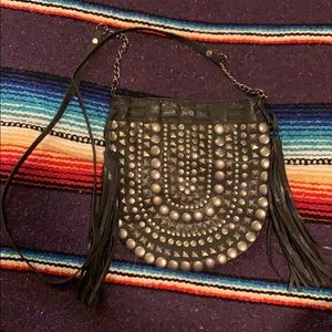 Black leather studded purse